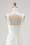 Ivory Tiered Ruffled A Line V-Neck High-Low Western Wedding Dress