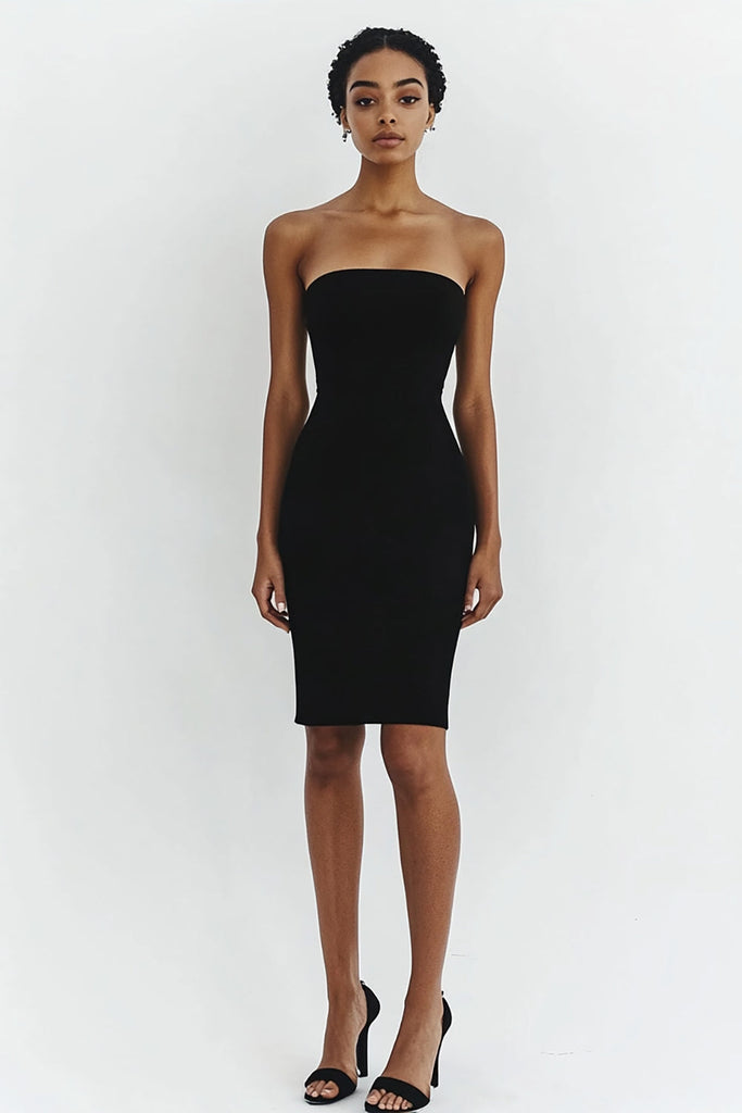 Zapakasa Women Satin Short Cocktail Dress Strapless Bodycon Little
