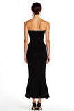 Black Strapless Satin Long Mermaid Formal Dress