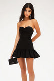 Black Sweetheart A Line Short Cocktail Dress with Ruffles