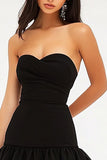 Black Sweetheart A Line Short Cocktail Dress with Ruffles