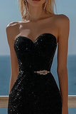 Sparkly Black Sequins Bodycon Short Sweetheart Cocktail Homecoming Dress