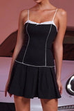 Black A Line Satin Striped Short Homecoming Dress