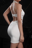 Sparkly White Beaded Short Tight Homecoming Dress