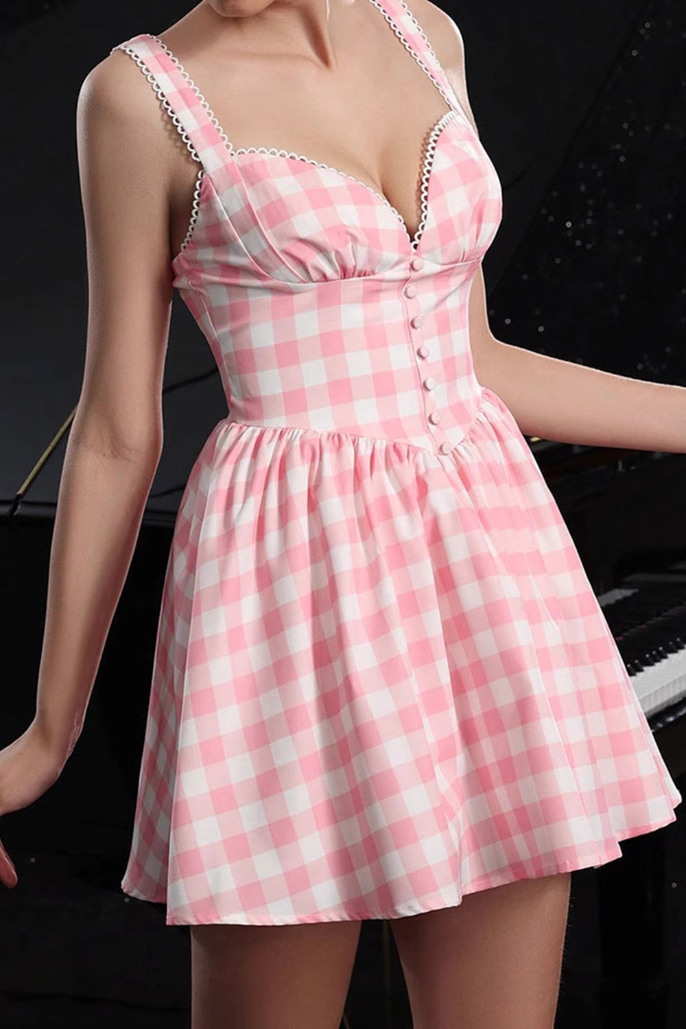 Blush A Line Plaid Short Vintage Homecoming Dress