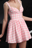 Blush A Line Plaid Short Vintage Homecoming Dress