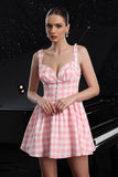 Blush A Line Plaid Short Vintage Homecoming Dress