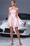 Blush Floral Organza A Line Short Homecoming Dress