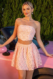 Blush 2 Piece A Line Floral Short Homecoming Dress