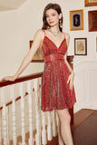 Sparkly Lilac Spaghetti Straps Sequins Short Homecoming Dress