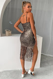 Sparkly Burgundy Sequins Short Homecoming Dress with Fringes