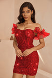 Sparkly Black Corset Ruffled Bodycon Short Cocktail Dress