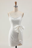Sparkly White Pearls Short Tight Homecoming Dress