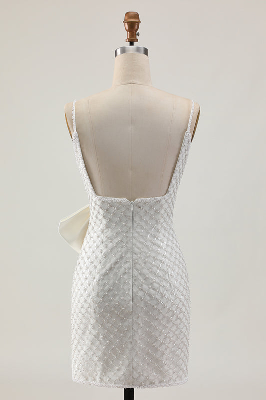 Sparkly White Pearls Short Tight Homecoming Dress
