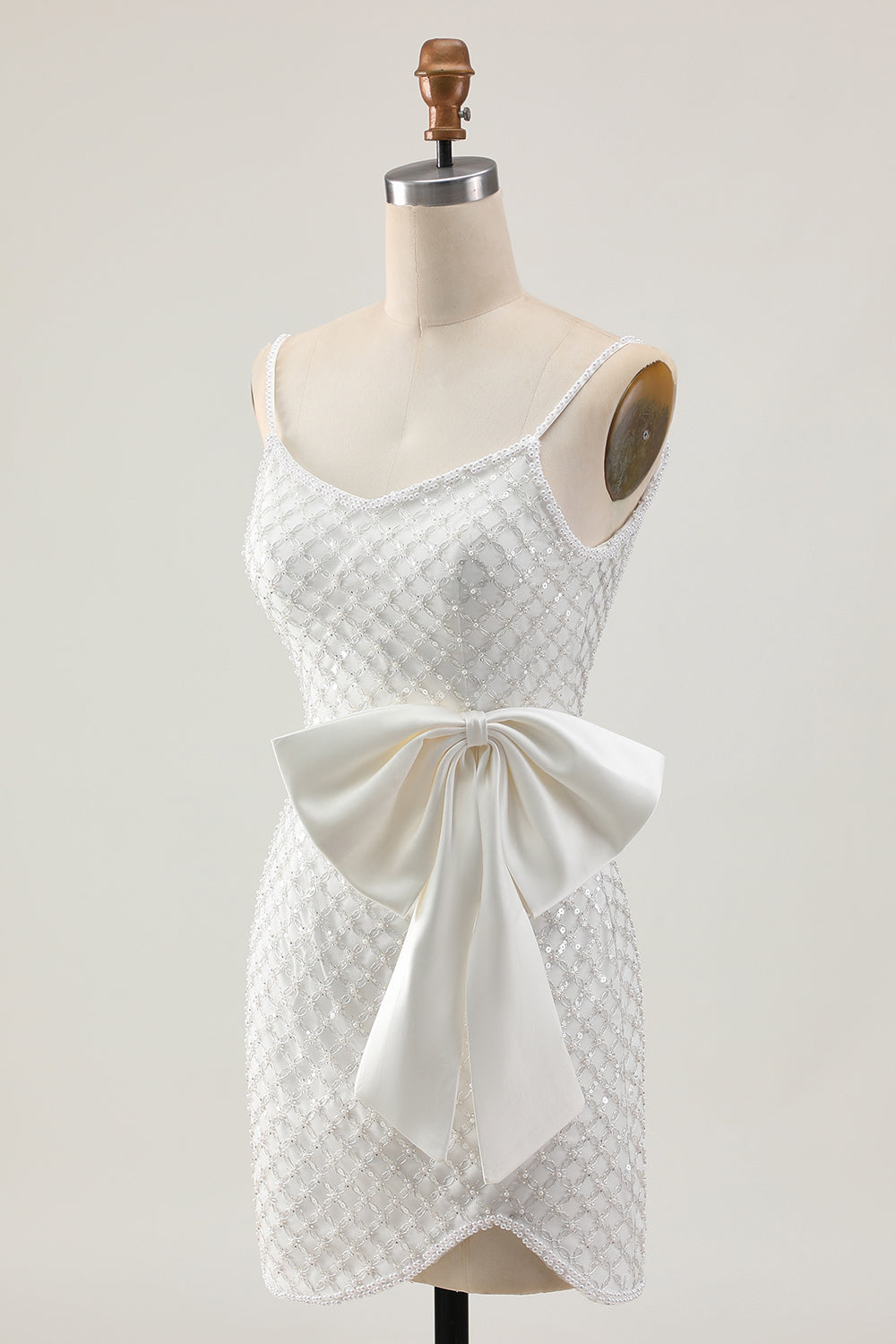 Sparkly White Pearls Short Tight Homecoming Dress