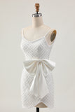 Sparkly White Pearls Short Tight Homecoming Dress