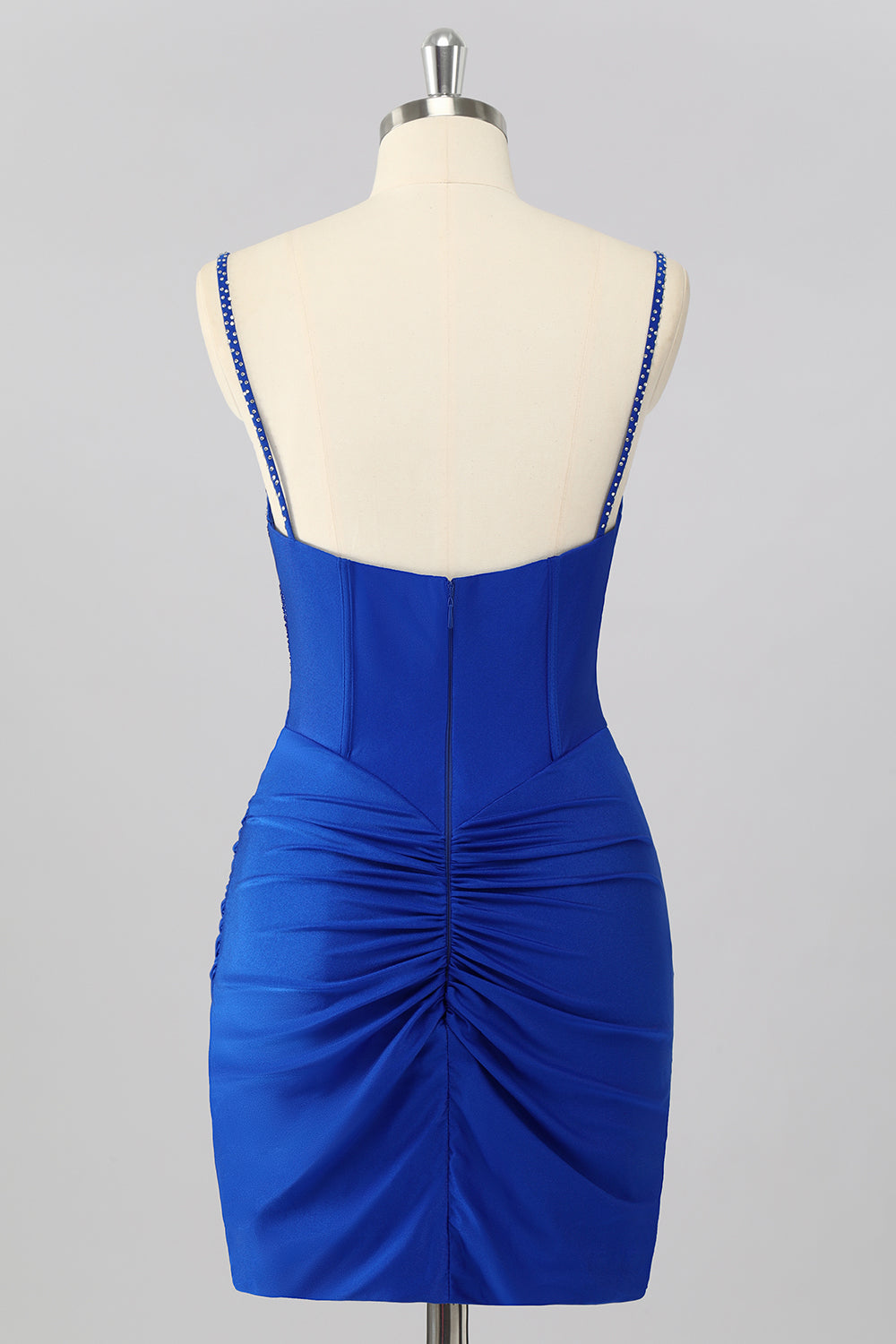 Sparkly Royal Blue Tight Short Corset Homecoming Dress with Beading