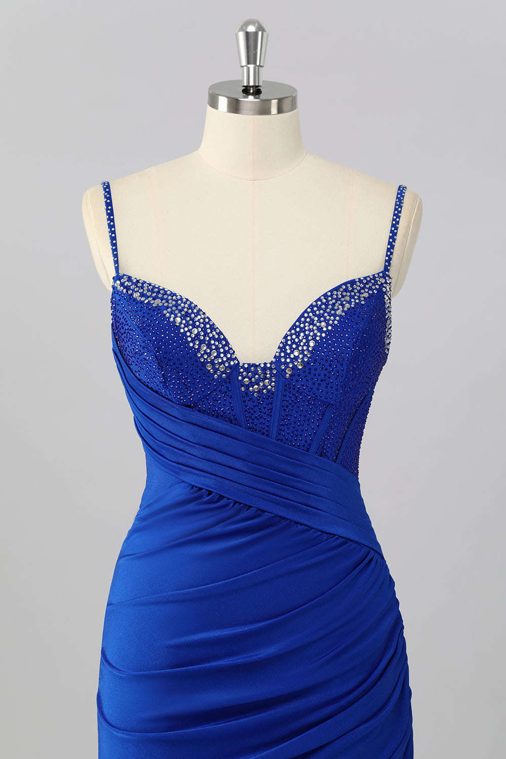 Sparkly Royal Blue Tight Short Corset Homecoming Dress with Beading