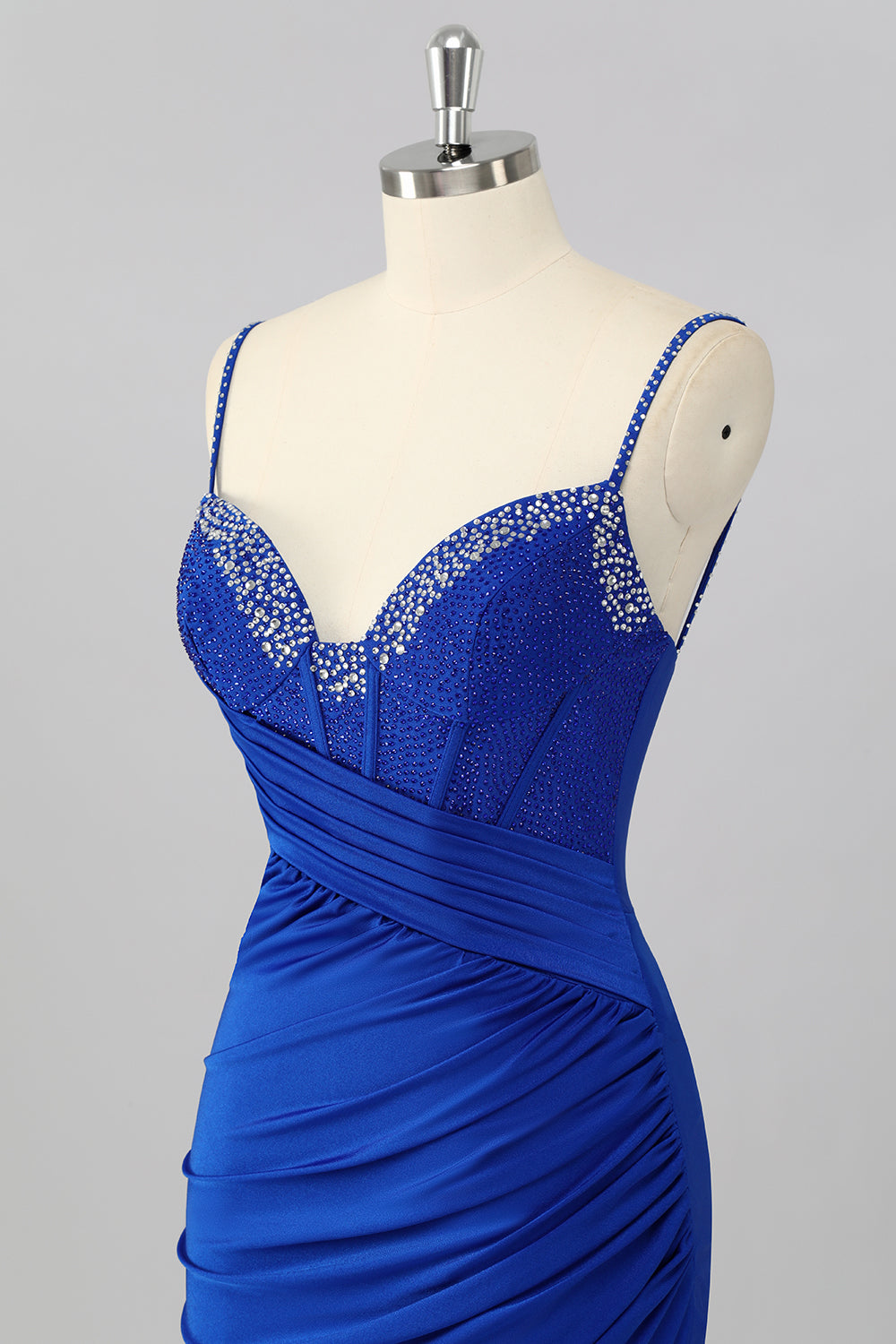 Sparkly Royal Blue Tight Short Corset Homecoming Dress with Beading