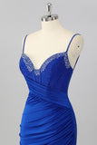 Sparkly Royal Blue Tight Short Corset Homecoming Dress with Beading