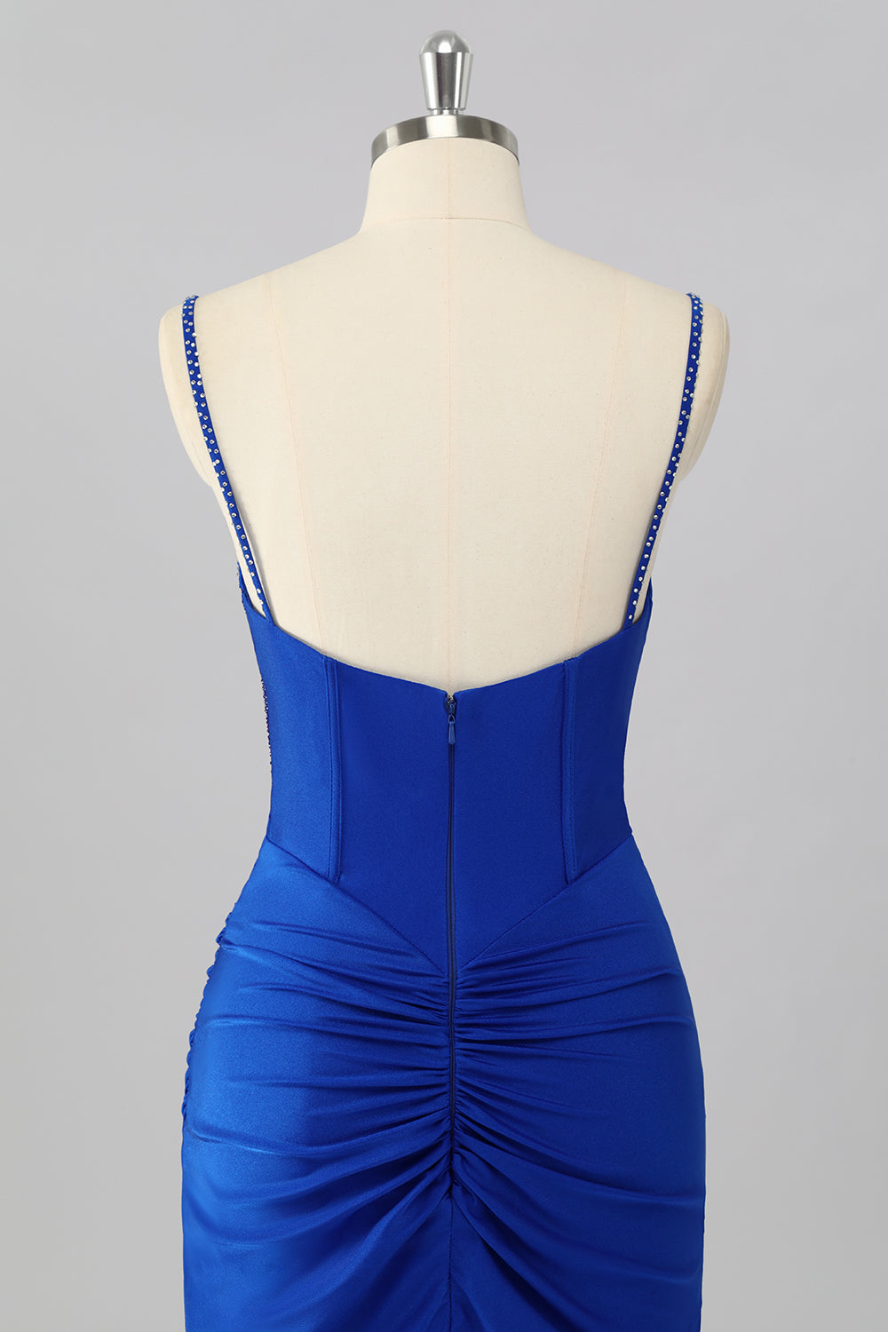 Sparkly Royal Blue Tight Short Corset Homecoming Dress with Beading