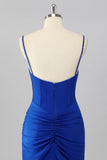 Sparkly Royal Blue Tight Short Corset Homecoming Dress with Beading