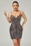 Sparkly Burgundy Tight Short Homecoming Dress with Beading