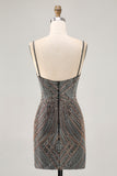 Sparkly Burgundy Tight Short Homecoming Dress with Beading