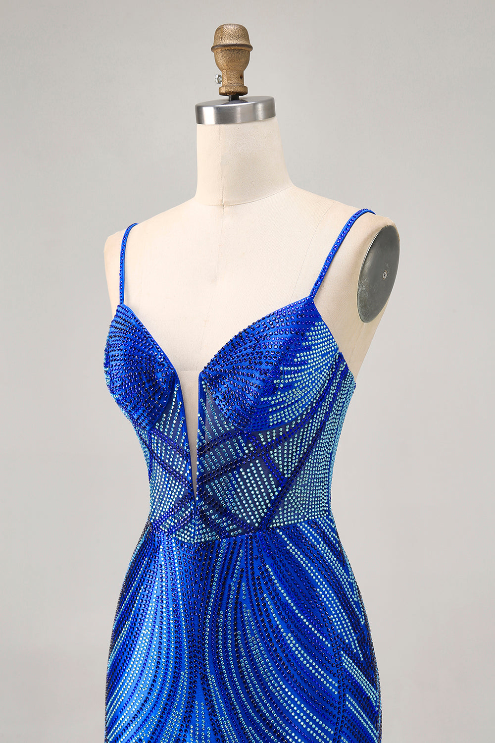Sparkly Royal Blue Backless Short Tight Homecoming Dress with Beading