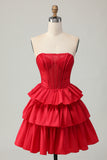 Sparkly Green Corset A Line Short Bow Homecoming Dress with Ruffles
