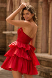 Sparkly Green Corset A Line Short Bow Homecoming Dress with Ruffles