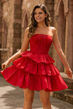 Sparkly Green Corset A Line Short Bow Homecoming Dress with Ruffles