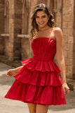 Sparkly Green Corset A Line Short Bow Homecoming Dress with Ruffles