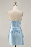 Sparkly Dark Green Tight Short Corset Homecoming Dress with Sash