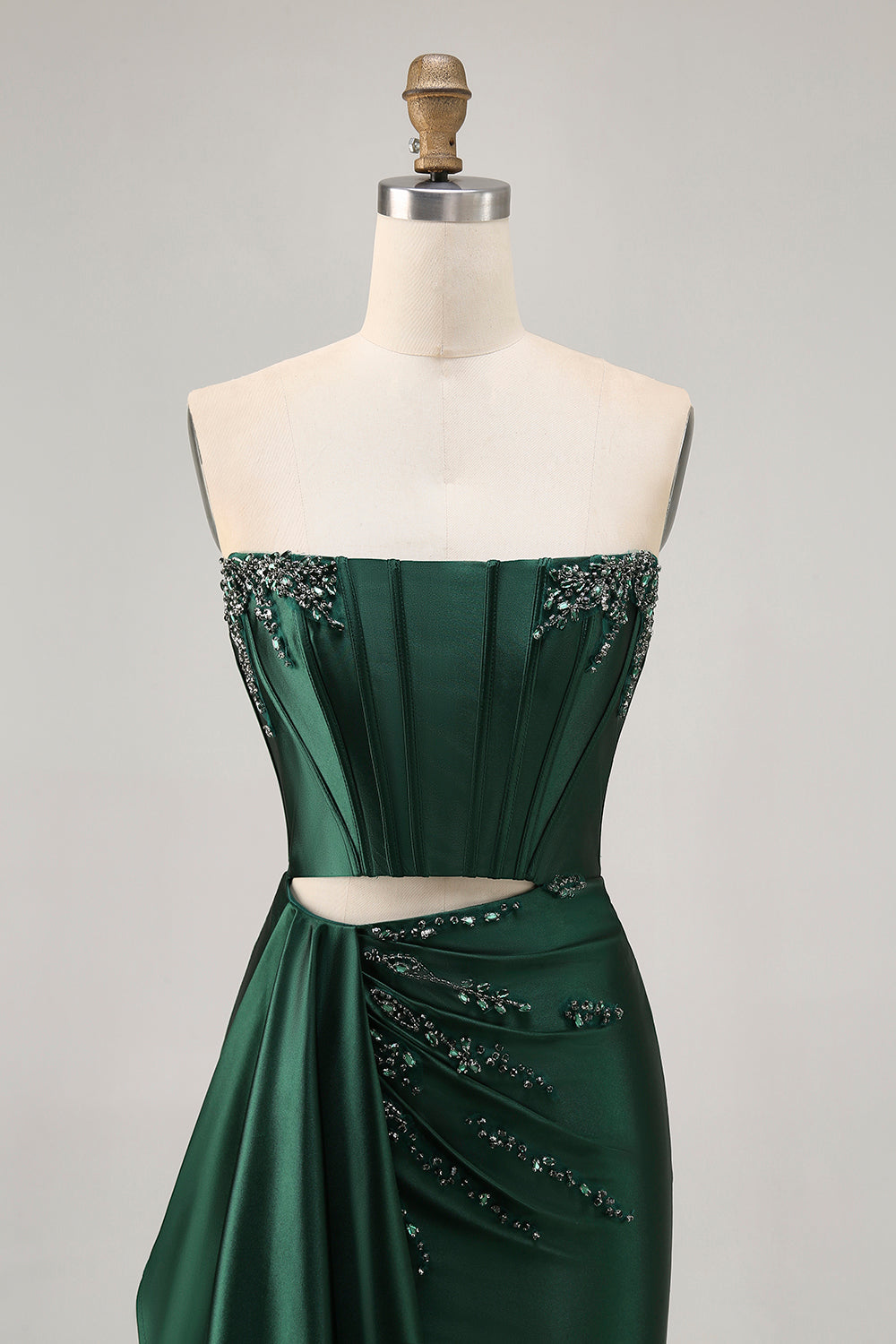 Sparkly Dark Green Tight Short Corset Homecoming Dress with Sash