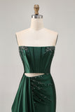 Sparkly Dark Green Tight Short Corset Homecoming Dress with Sash