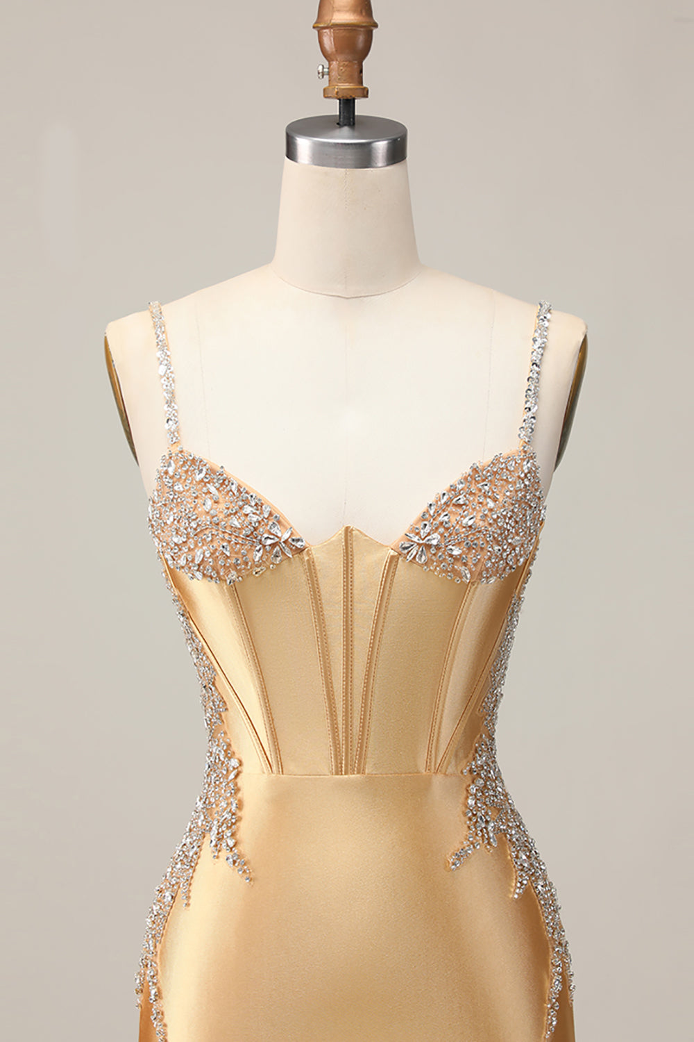 Zapakasa Women Sparkly Golden Corset Short Homecoming Dress with Beading Satin Tight Spaghetti Straps Cocktail Dress Zapakasa Women Sparkly Golden Corset Short Homecoming Dress with Beading Satin Tight Spaghetti Straps Cocktail Dress