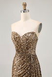 Sparkly Khaki Leopard Printed Sequin Tight Short Homecoming Dress