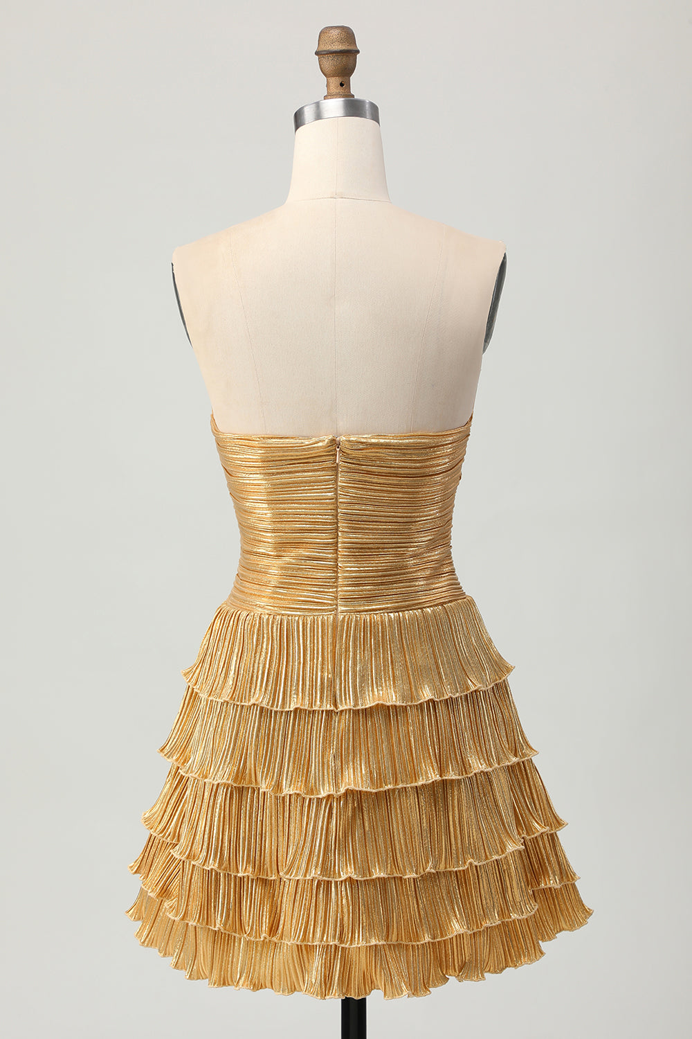 Sparkly Golden Floral Metallic Sweetheart Short Homecoming Dress with Pleated