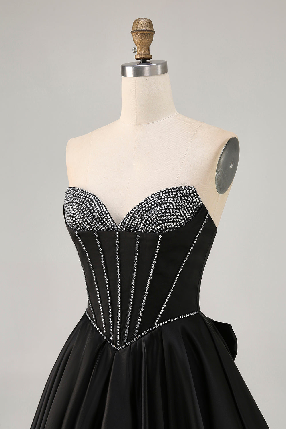 Zapakasa Women Sparkly Black Corset Short Homecoming Dress with Bow