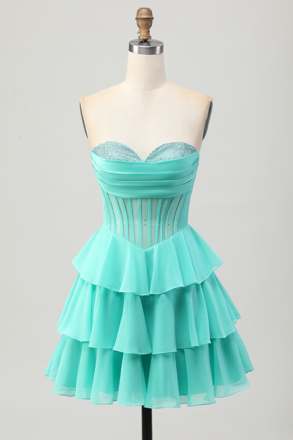 Sparkly Yellow Corset A Line Short Homecoming Dress with Beading
