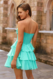 Sparkly Yellow Ruffled Corset Sweetheart Short Homecoming Dress with Beading