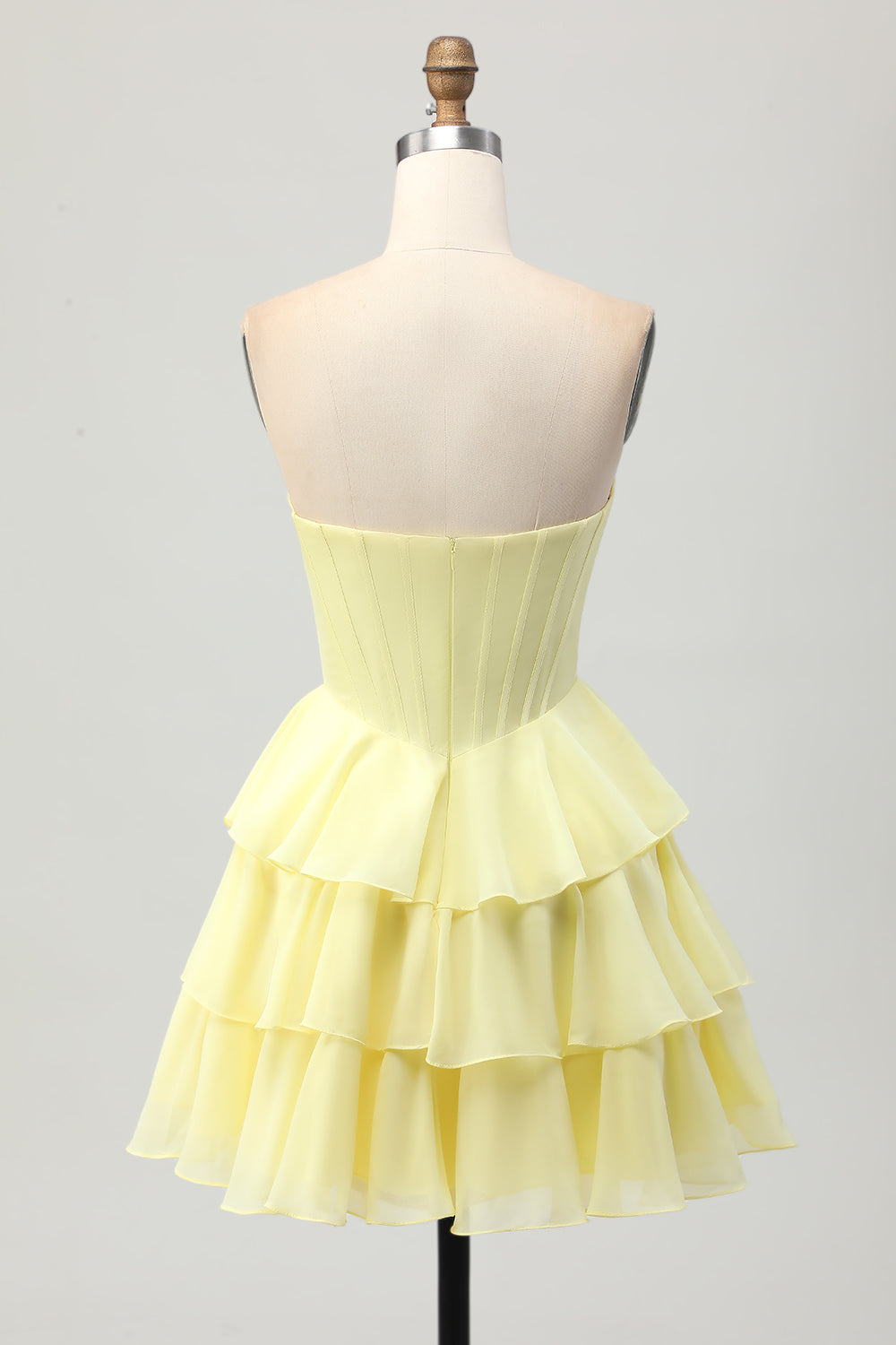Sparkly Yellow Corset A Line Short Homecoming Dress with Beading