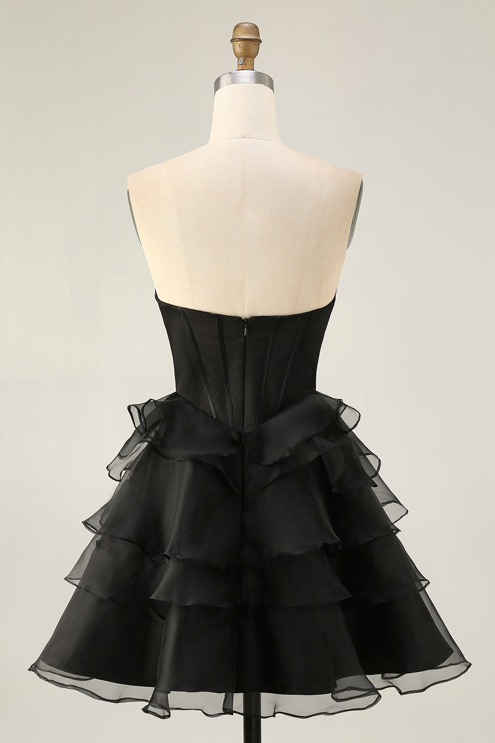 Sparkly Pink Ruffled Short Corset Homecoming Dress with Beading