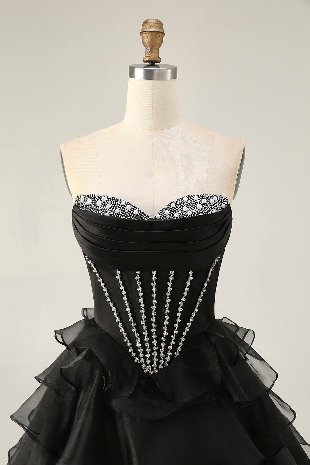 Sparkly Pink Ruffled Short Corset Homecoming Dress with Beading