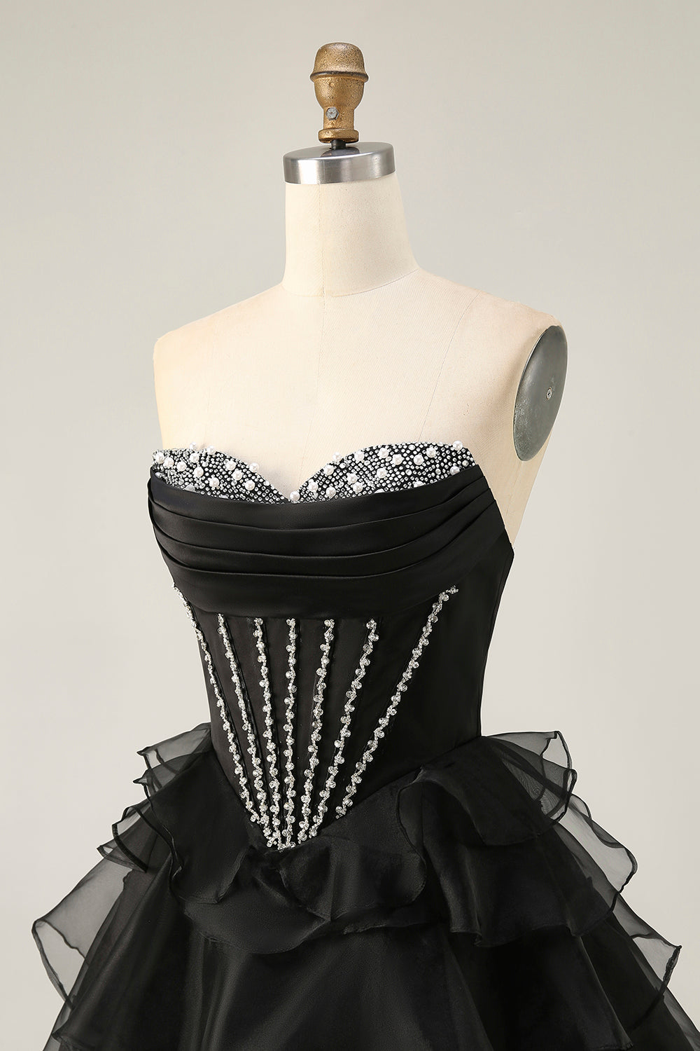 Sparkly Pink Ruffled Short Corset Homecoming Dress with Beading