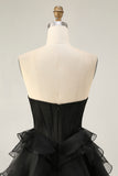 Sparkly Pink Ruffled Short Corset Homecoming Dress with Beading