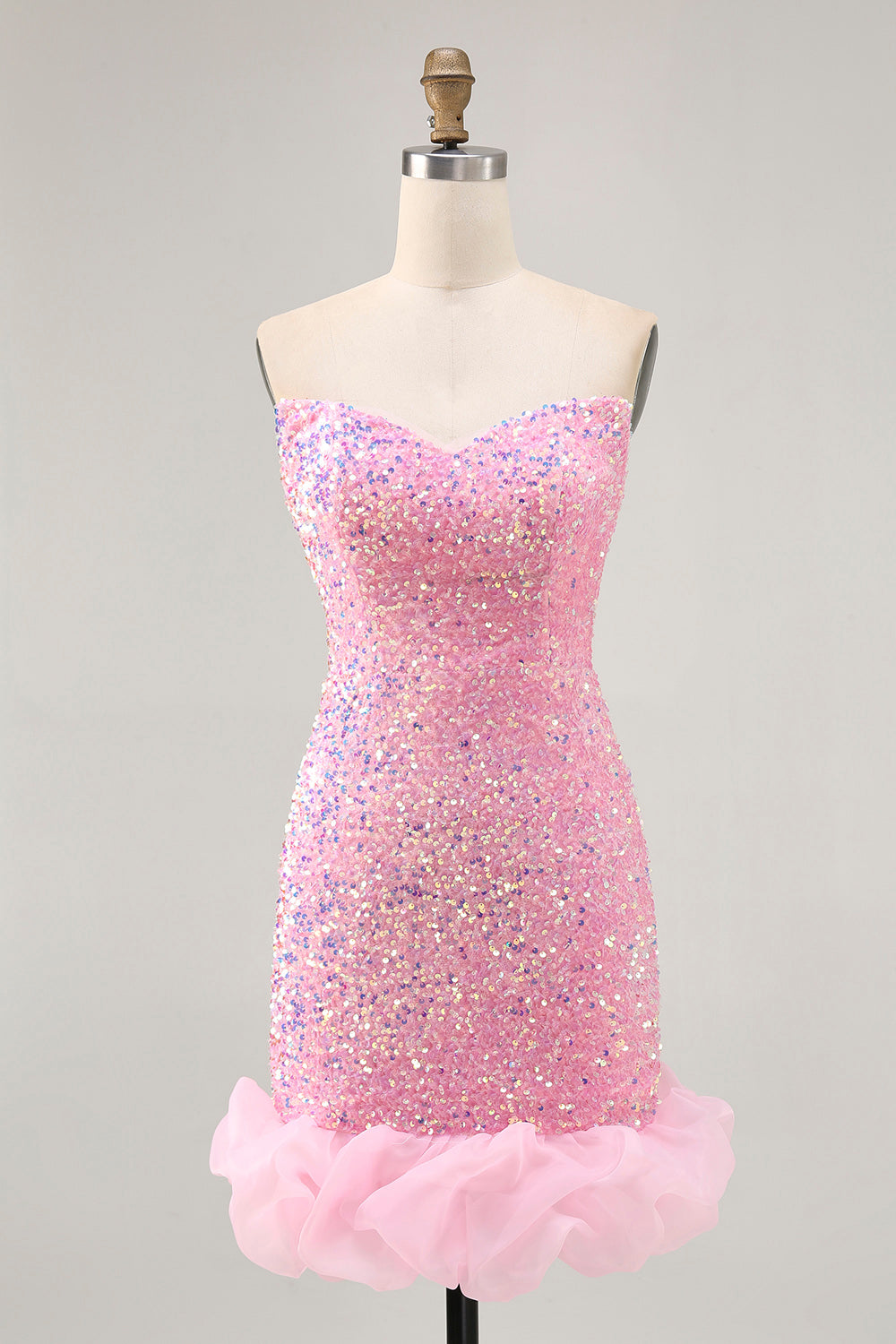 pink tight short homecoming dresses Tie Back Appliqued Sheath Pink Short Prom Dress Homecoming Dress US14 / Custom Color