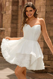 White Strapless Tiered Short Corset Homecoming Dress with Ruffles