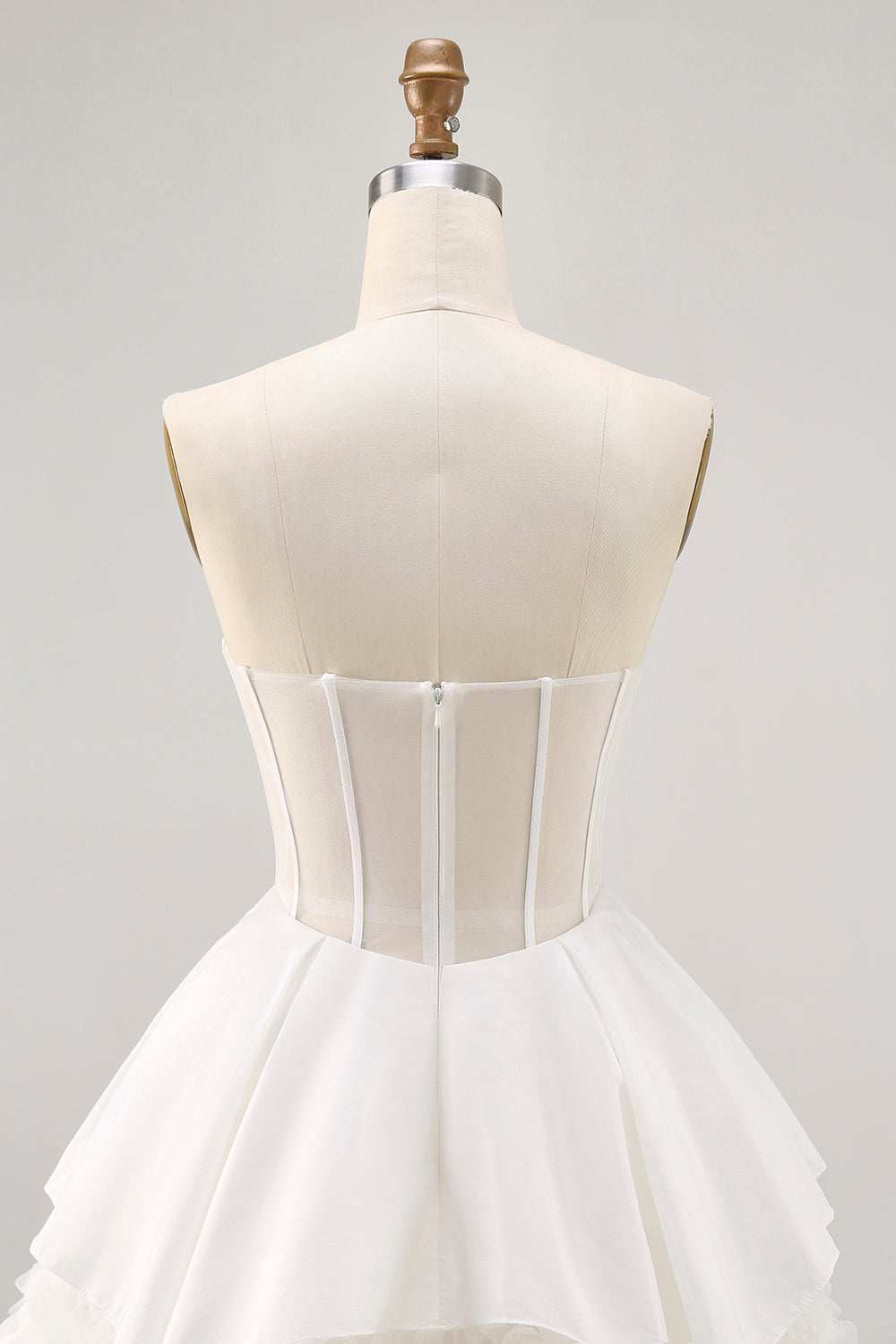 White Strapless Tiered Short Corset Homecoming Dress with Ruffles